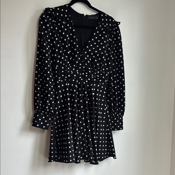 Adelyn Rae Elegant Black Polka Dot Dress small - Picture 2 of 14